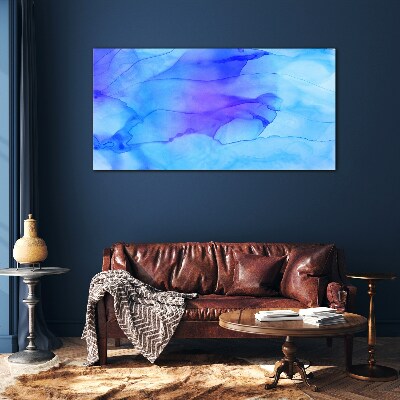 Waves of blue shades Wall art on glass