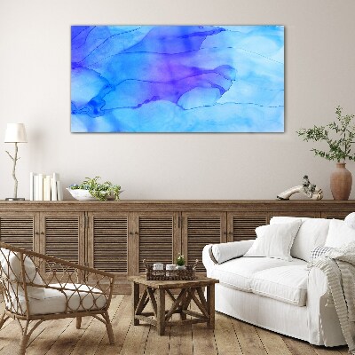 Waves of blue shades Wall art on glass
