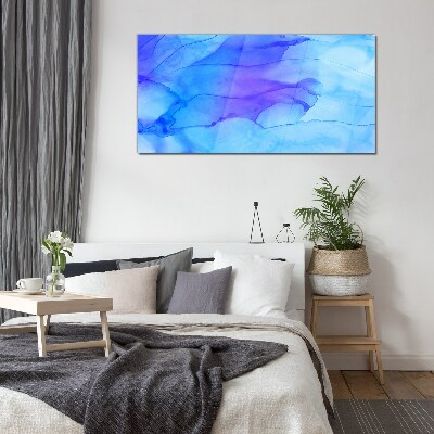 Waves of blue shades Wall art on glass