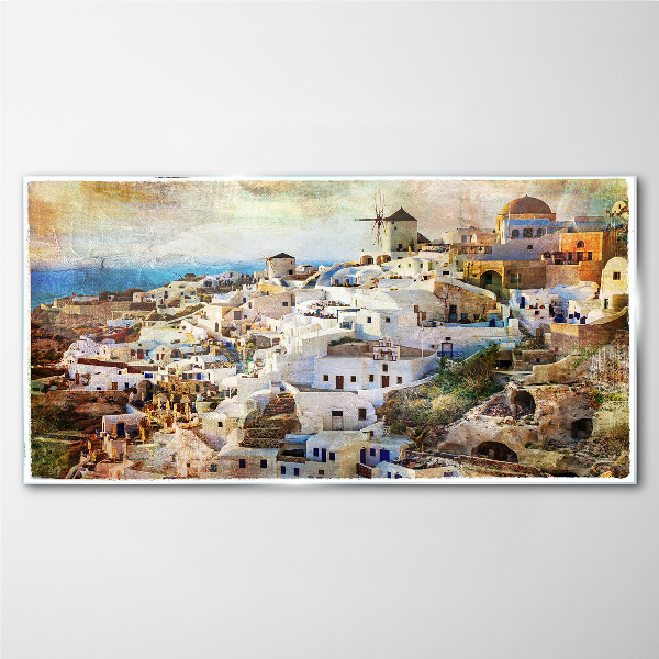 Santorini in the Sun Glass art print