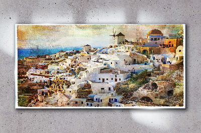 Santorini in the Sun Glass art print