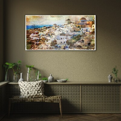 Santorini in the Sun Glass art print