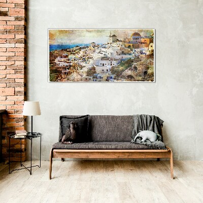 Santorini in the Sun Glass art print