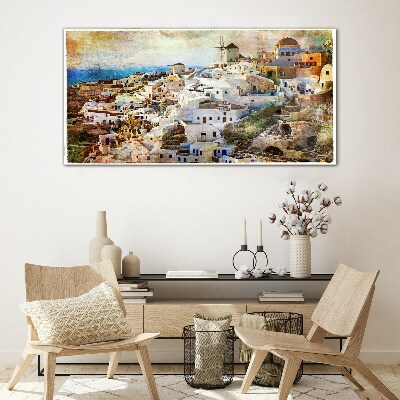 Santorini in the Sun Glass art print