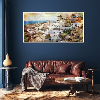 Santorini in the Sun Glass art print
