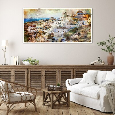 Santorini in the Sun Glass art print