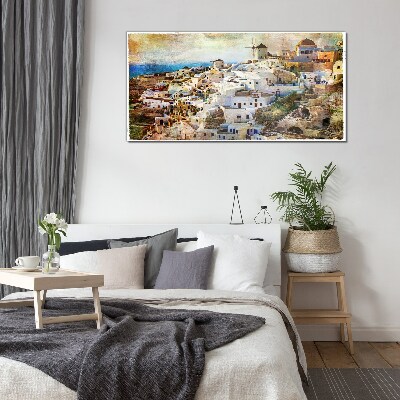 Santorini in the Sun Glass art print