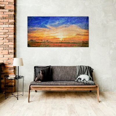 Painting sunset Glass Print