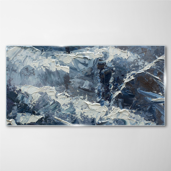Winter landscape in shades of blue Glass art print