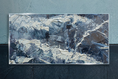 Winter landscape in shades of blue Glass art print