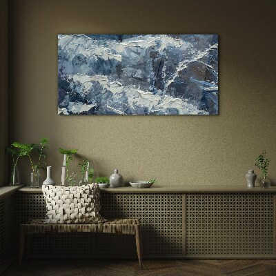 Winter landscape in shades of blue Glass art print