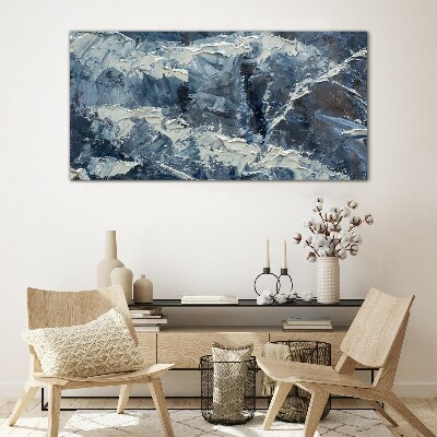 Winter landscape in shades of blue Glass art print