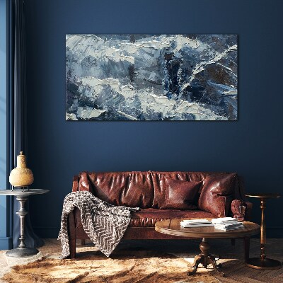 Winter landscape in shades of blue Glass art print