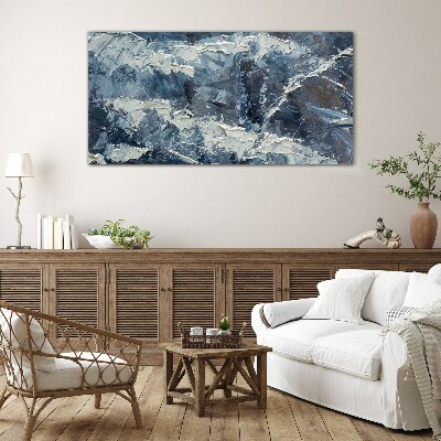 Winter landscape in shades of blue Glass art print