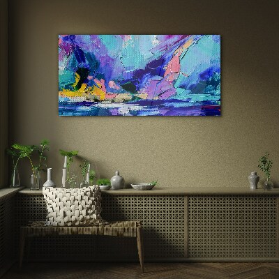 Abstract landscape in shades of purple Glass art print