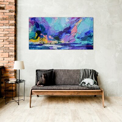 Abstract landscape in shades of purple Glass art print