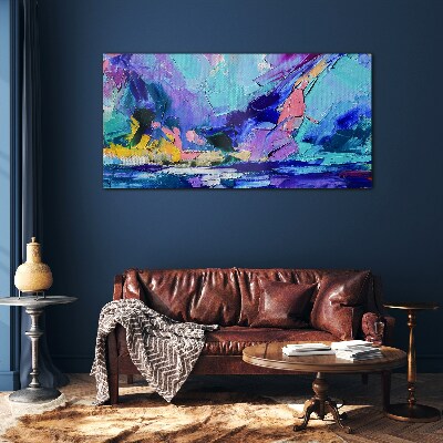 Abstract landscape in shades of purple Glass art print