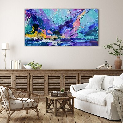 Abstract landscape in shades of purple Glass art print