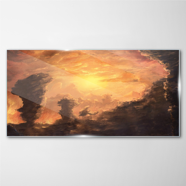 Sunset above the clouds Glass art print