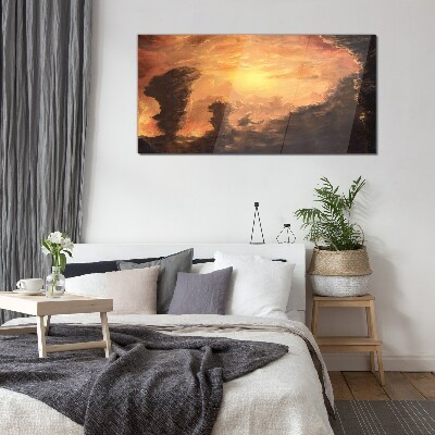 Sunset above the clouds Glass art print