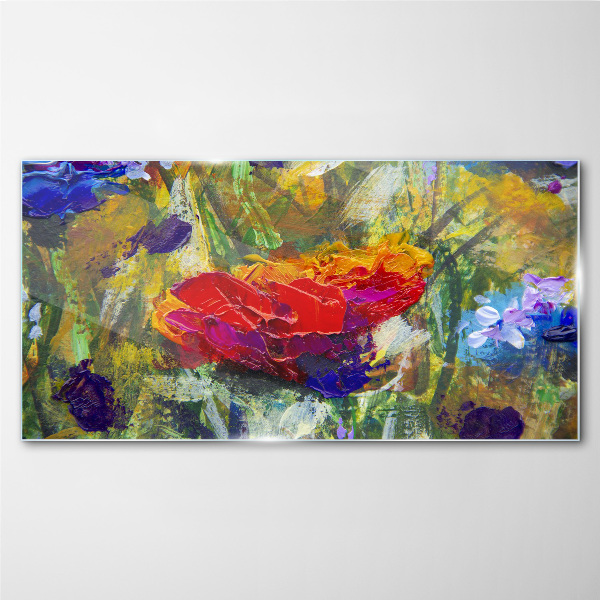 Colorful Floral Expressionism Wall art on glass