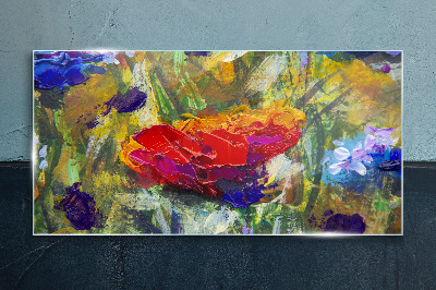 Abstract flowers Glass Print