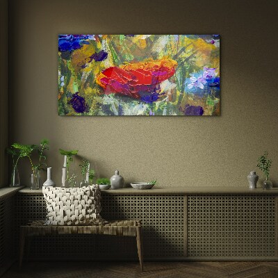 Colorful Floral Expressionism Wall art on glass