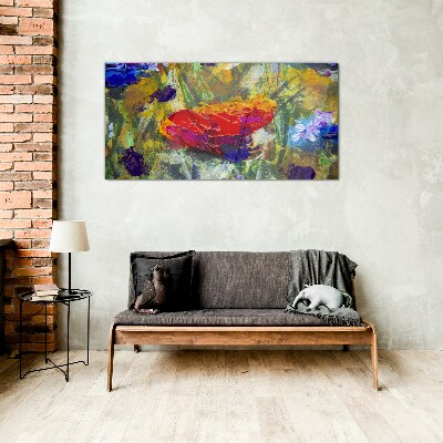 Colorful Floral Expressionism Wall art on glass