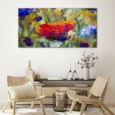 Colorful Floral Expressionism Wall art on glass