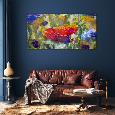 Colorful Floral Expressionism Wall art on glass