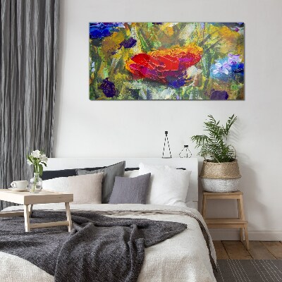 Colorful Floral Expressionism Wall art on glass