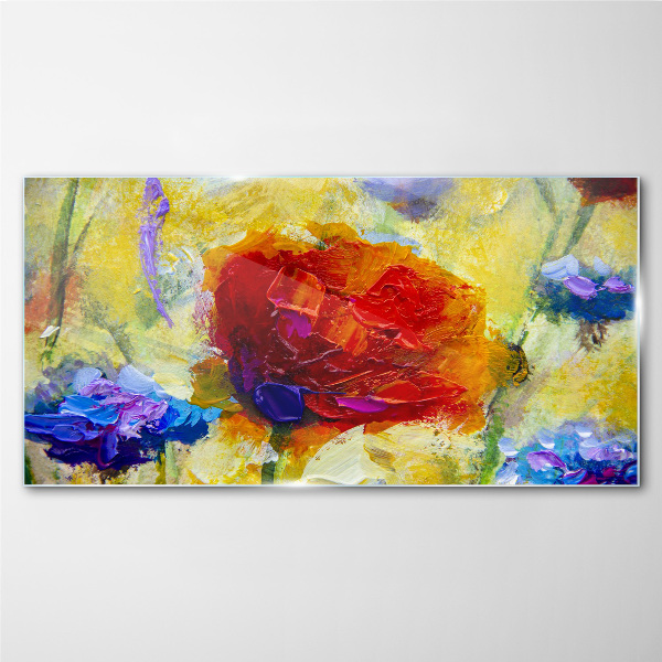 Abstract flowers Glass Print