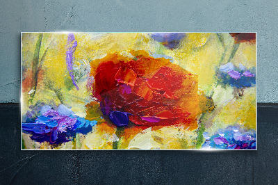 Floral explosion of colors Glass art print