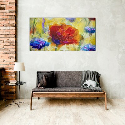 Floral explosion of colors Glass art print