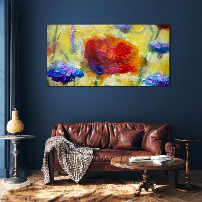Floral explosion of colors Glass art print