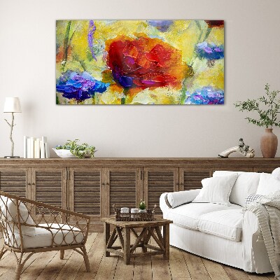 Floral explosion of colors Glass art print