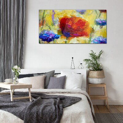 Floral explosion of colors Glass art print
