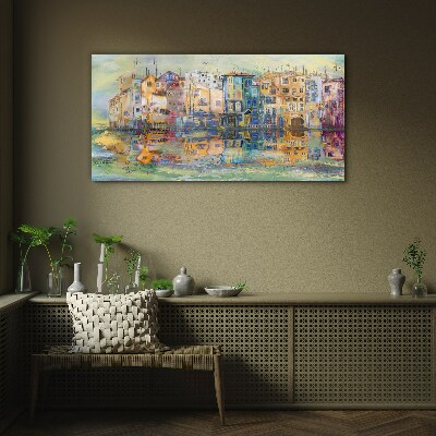 City water abstraction Glass Wall Art