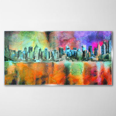 Abstract city Glass Print