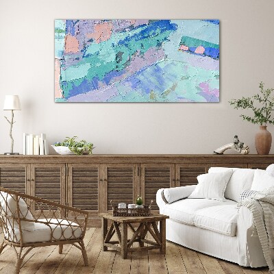 Abstract landscapes in pastel colors Glass art print