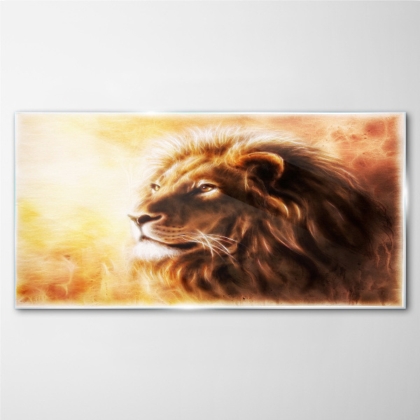 Abstraction animal cat lion Glass Wall Art