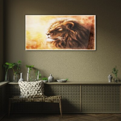 Abstraction animal cat lion Glass Wall Art