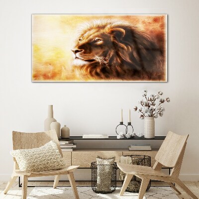 Abstraction animal cat lion Glass Wall Art