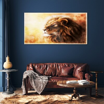 Abstraction animal cat lion Glass Wall Art