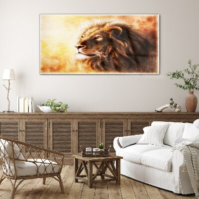 Abstraction animal cat lion Glass Wall Art