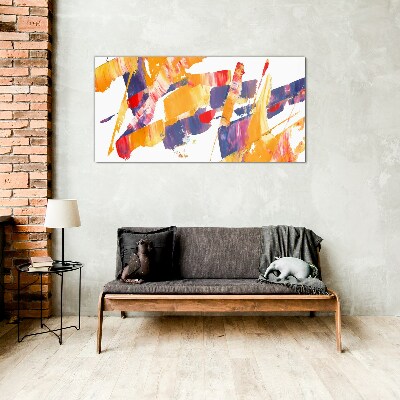 Dynamic abstract brush strokes Wall art on glass