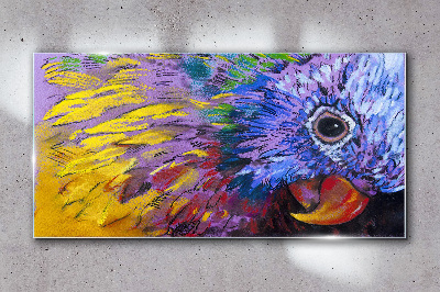 Colorful portrait of a parrot Glass art print