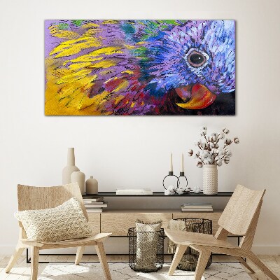 Colorful portrait of a parrot Glass art print