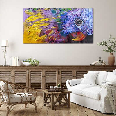 Colorful portrait of a parrot Glass art print