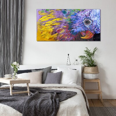 Colorful portrait of a parrot Glass art print